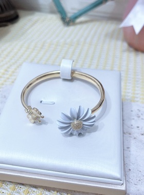 韩版小清新网红小雏菊弹簧手镯套装小众设计款花朵开口手饰品2188