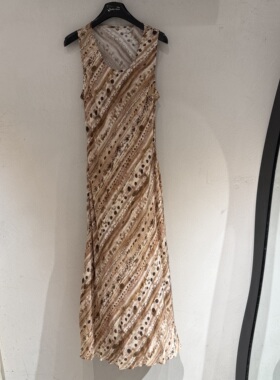 欧洲站2026夏季新款轻熟风u领印花显瘦气质高级感无袖碎花裙26580