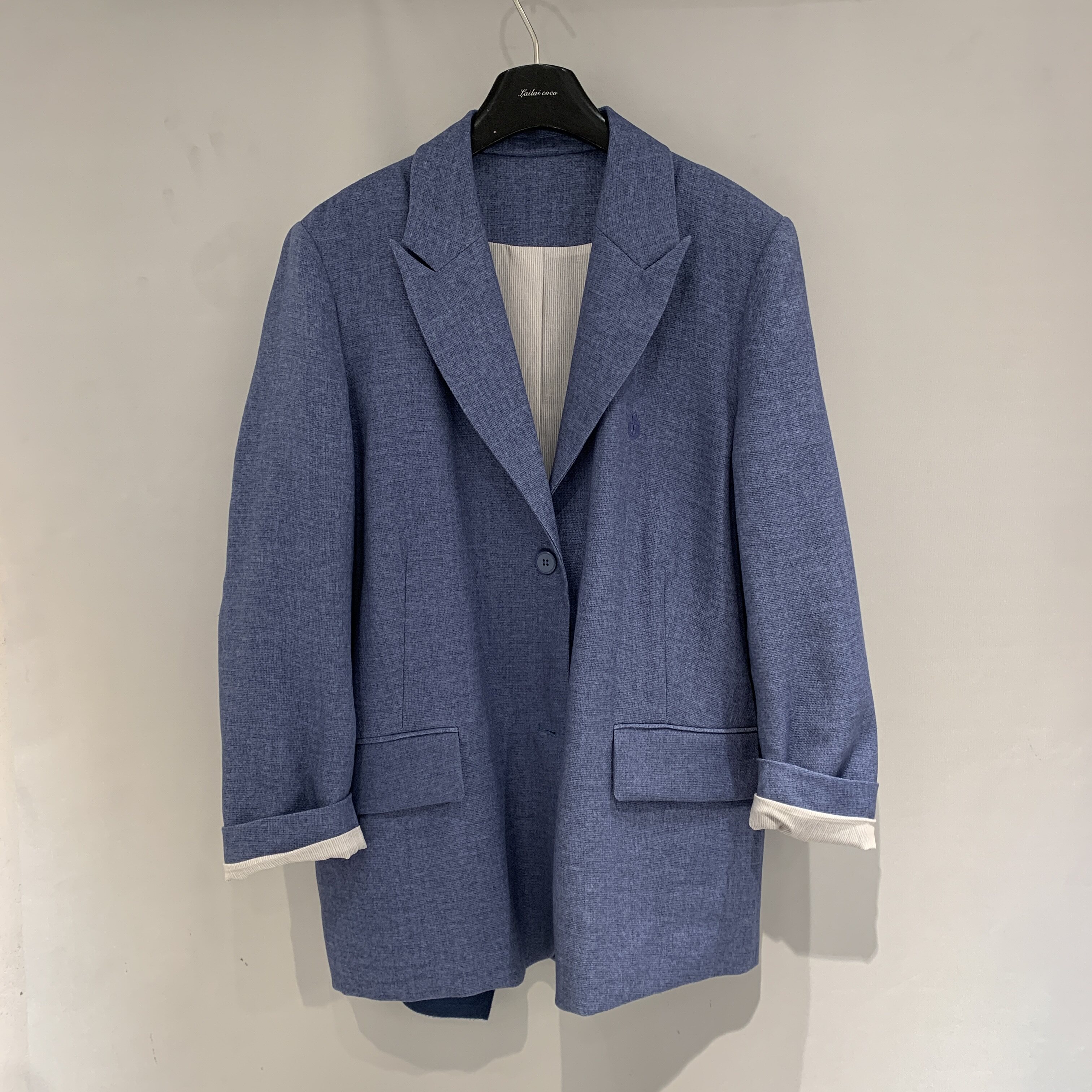 欧洲站2025春季新款翻领两粒扣设计宽松女士时尚休闲西装外套欧货