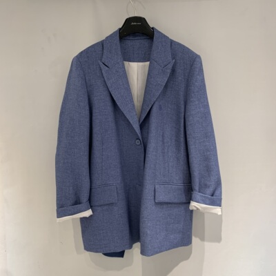 欧洲站2025春季新款翻领两粒扣设计宽松女士时尚休闲西装外套欧货