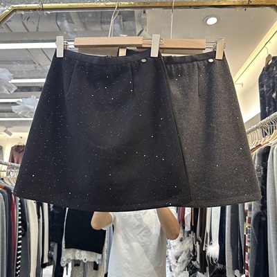 欧洲站2025秋季新款时尚松紧高腰显瘦百搭亮片防走光包臀半身裙女