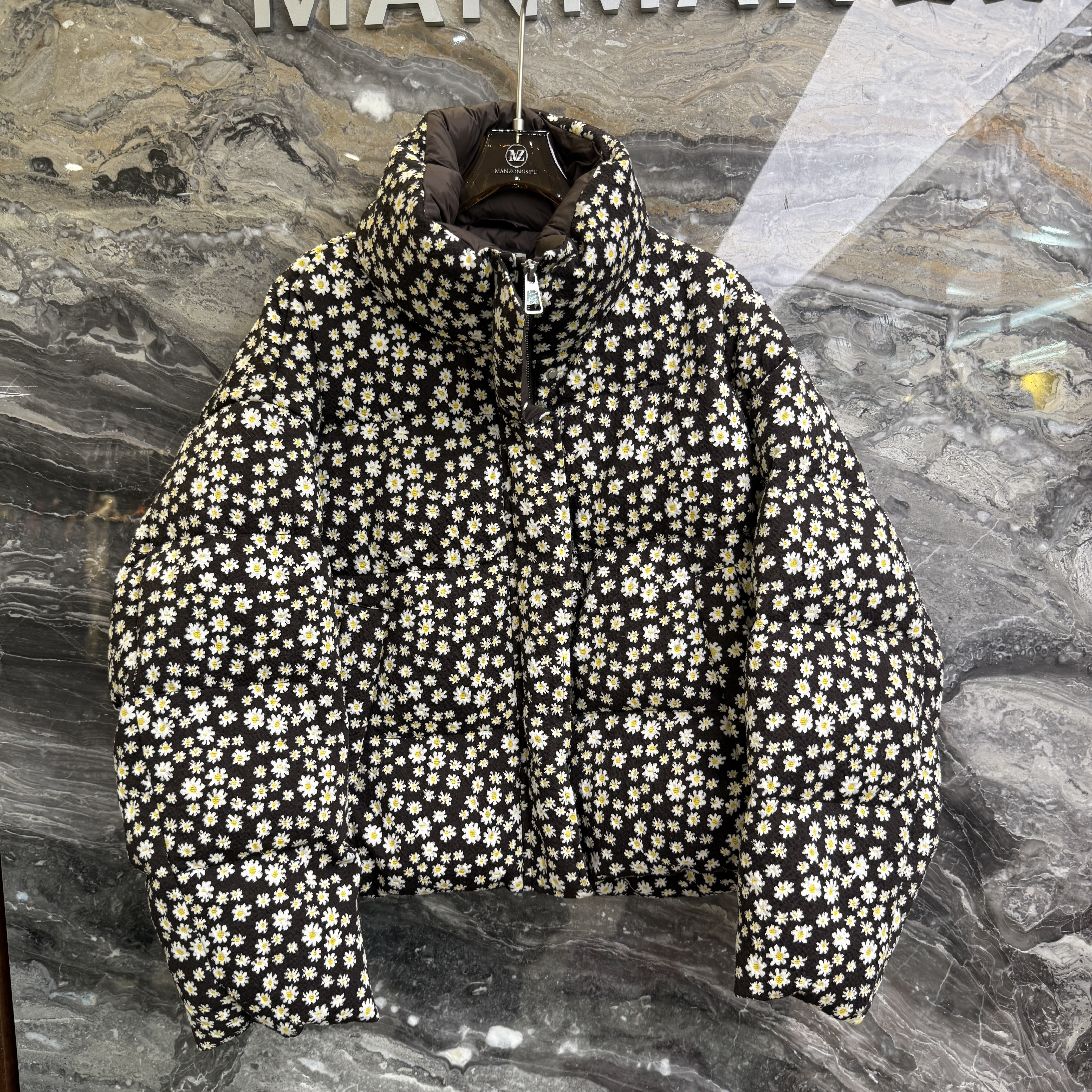 欧洲站2025冬季新款立领小碎花设计感百搭短款鸭绒羽绒服外套9129