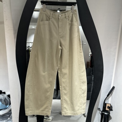 欧洲站2025春季新款中高腰一粒扣百搭通勤风女士休闲香蕉裤86365