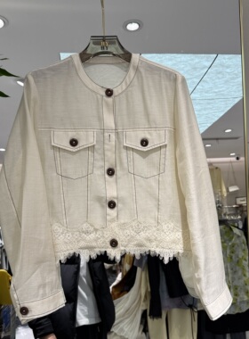 欧洲站2026春季新款立领单排扣蕾丝花边百搭减龄时尚款衬衫24038