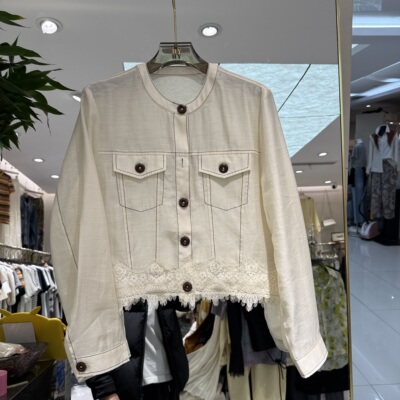 欧洲站2026春季新款立领单排扣蕾丝花边百搭减龄时尚款衬衫24038