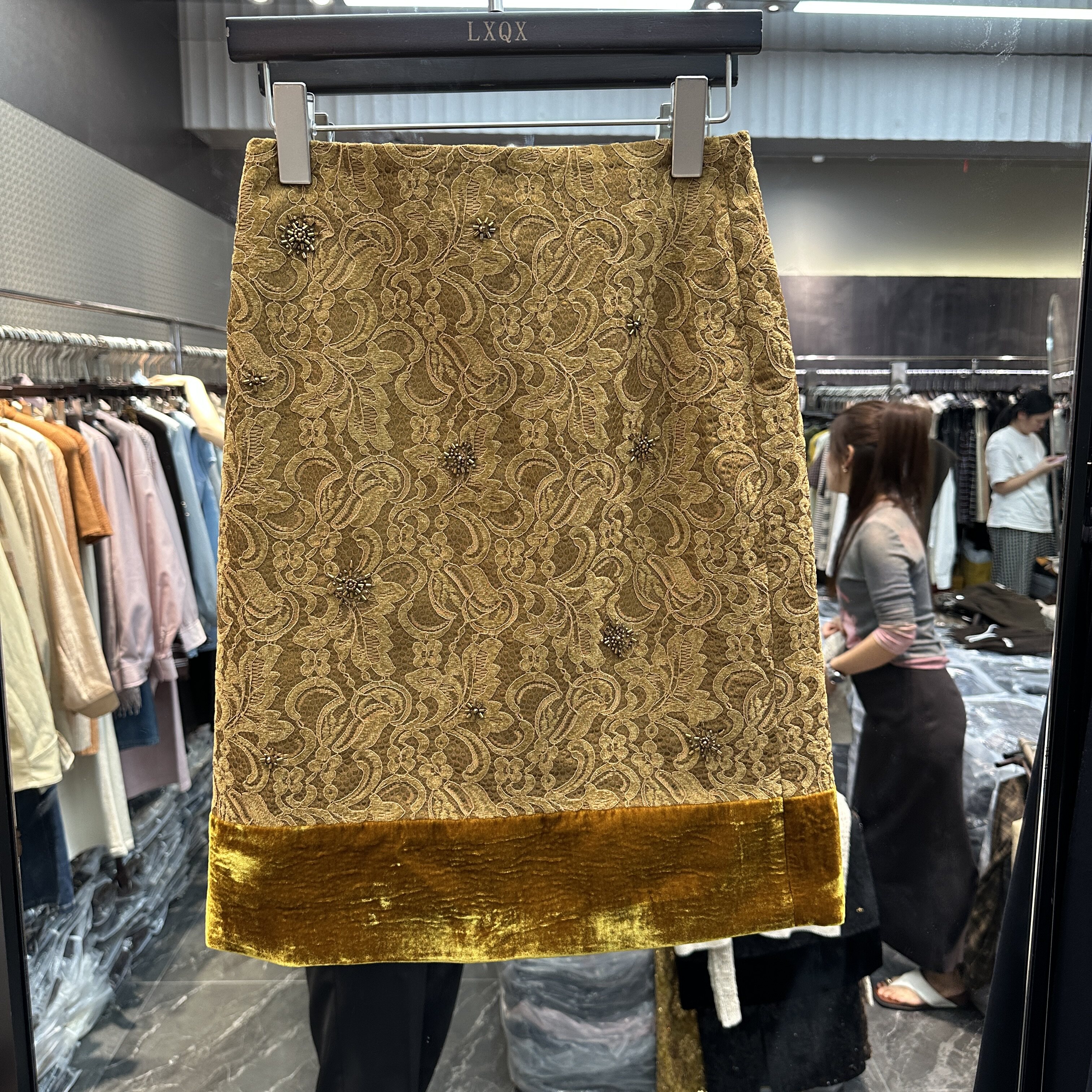 欧洲站2026秋季新品高腰钉钻花边显瘦优雅女人味气质包臀半裙1716