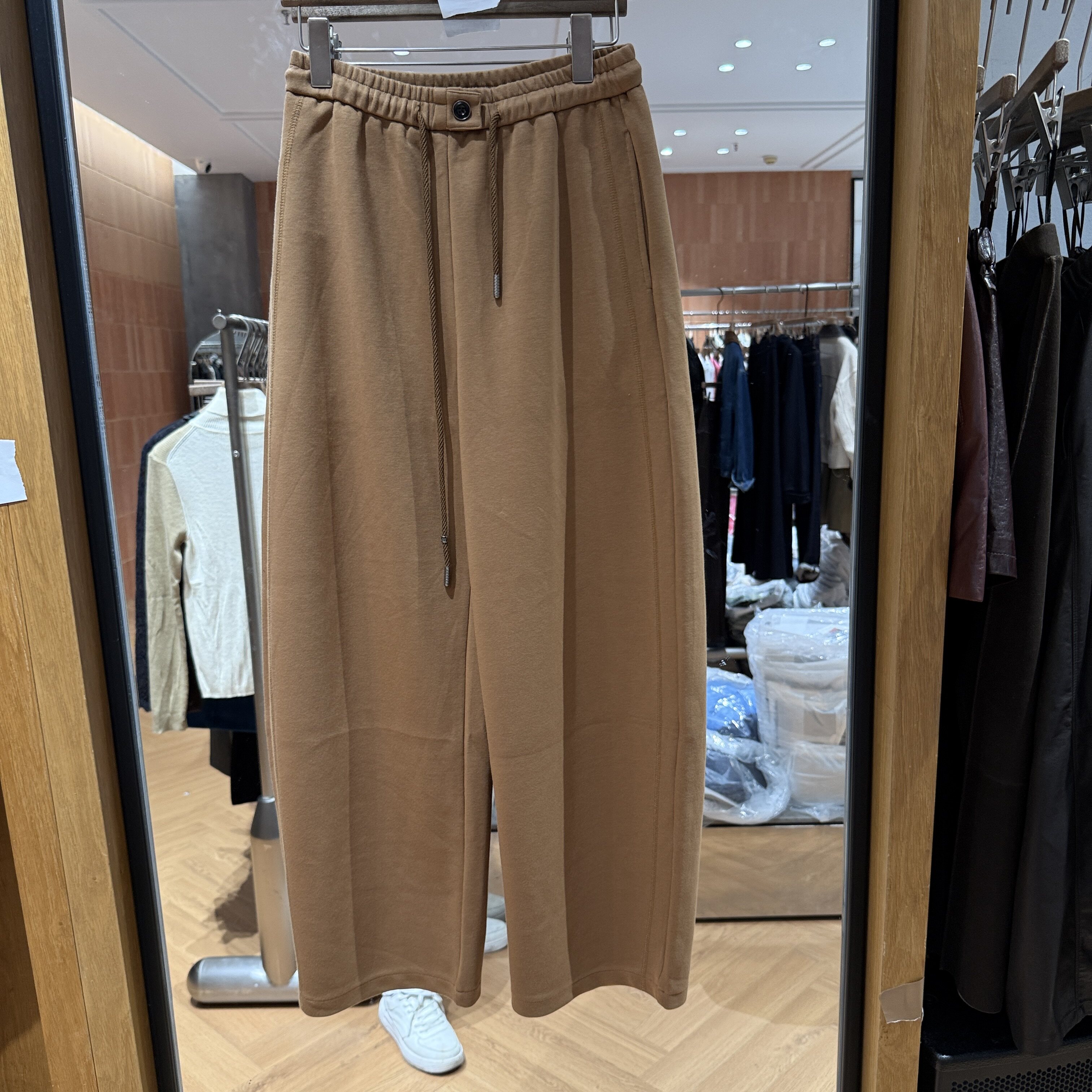 可可家2026秋款新款松紧腰系带单粒扣阔腿韩范百搭减龄女士休闲裤