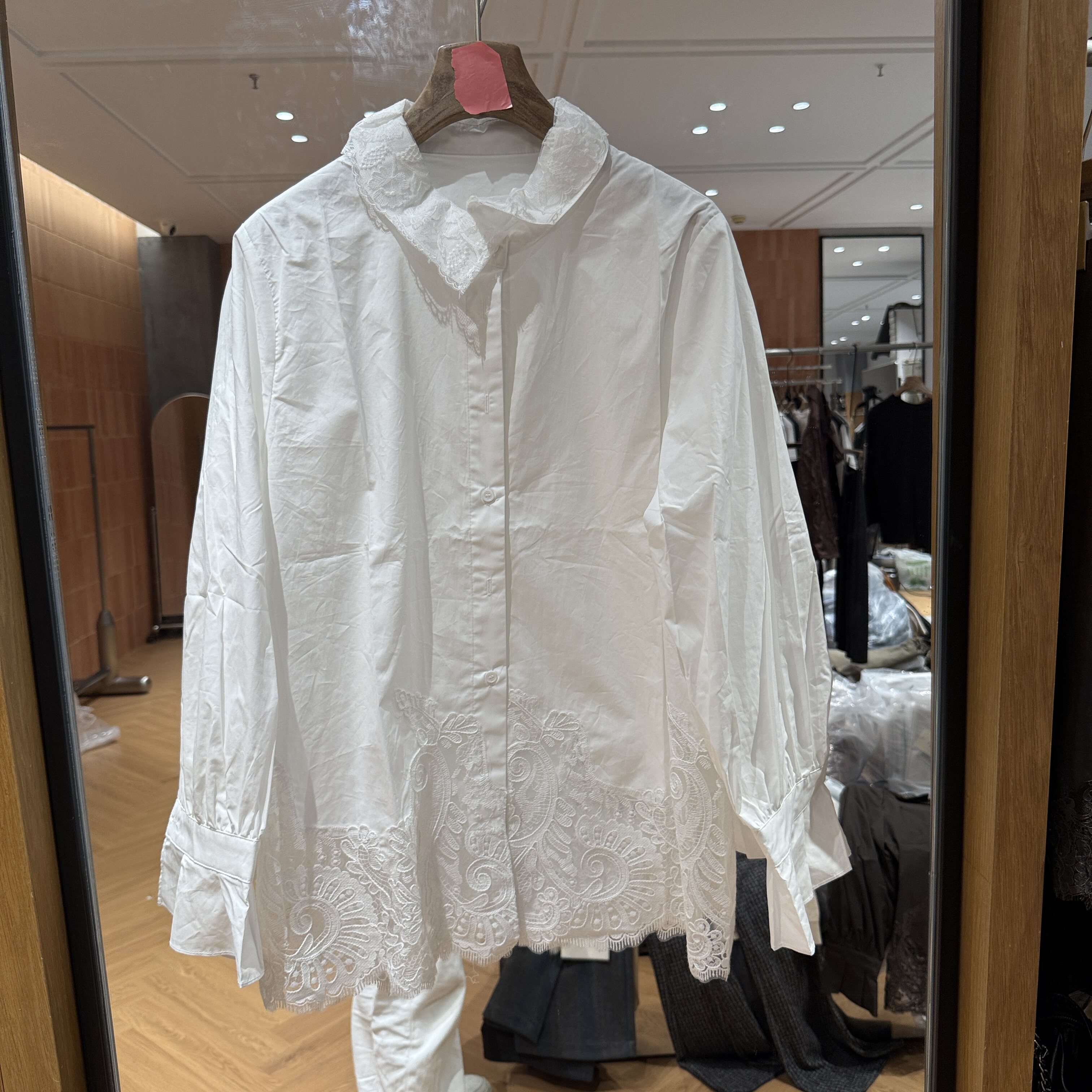 可可家欧货2026秋新品洋气娃娃领蕾丝花边宽松净版女士衬衫82771
