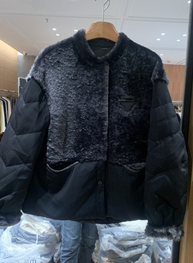 欧洲站2025冬季新款立领气质百搭奥莉皮毛一体鹅绒服外套女25167