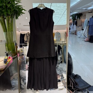 款 优雅轻熟风圆领毛边显瘦无袖 连衣裙女00764 新款 欧洲站2026春季