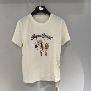 短袖 欧洲站2026春季 款 钉钻卡通图案好看通勤显瘦时尚 女6AT098 新款