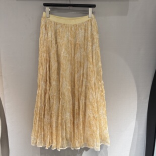 欧洲站2026春季新款松紧高腰提花百搭显瘦大裙摆甜美网纱半身裙女