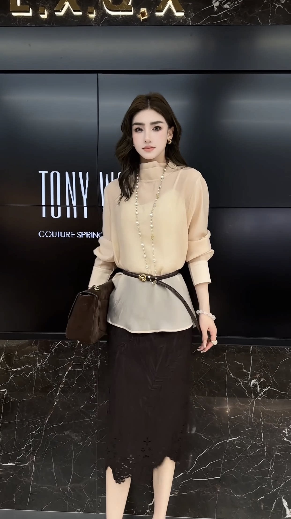欧洲站2026秋季新款韩系高领纯色百搭显瘦女士腰带款衬衫上衣潮