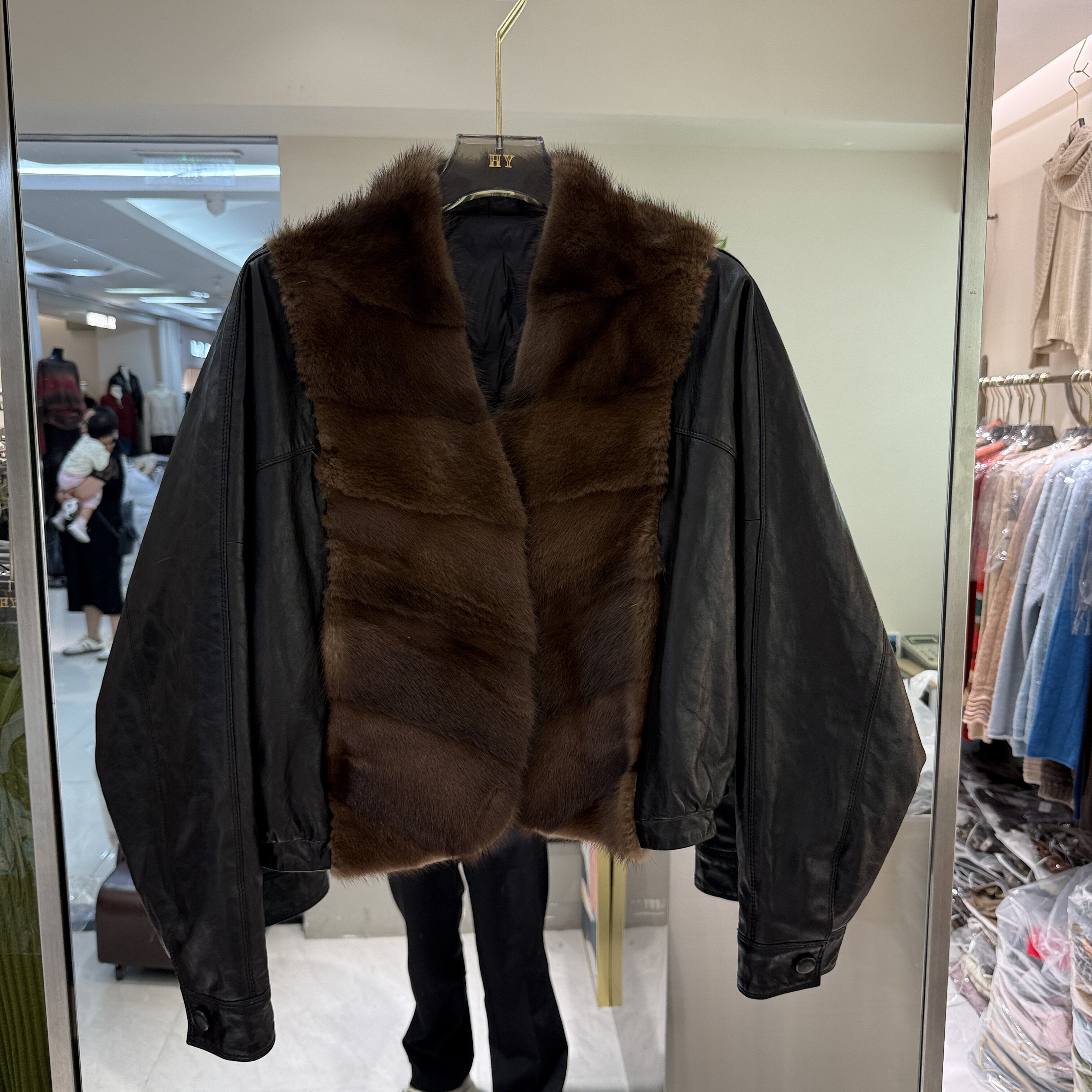 可可家2026冬季新款水貂毛拼接绵羊皮高级感女士皮草外套潮98115