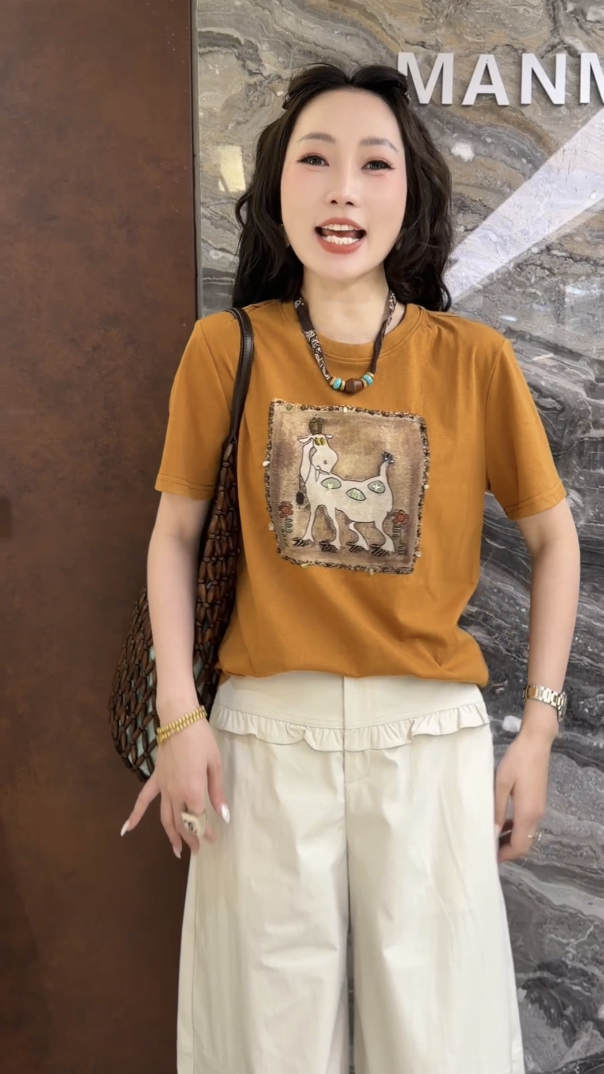 欧洲站2026夏季新款欧货串珠吊坠小动物印花百搭女士T恤衫262T635