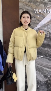 欧洲站2025冬季新款时尚极简风纯色百搭夹克式女士短款羽绒服外套