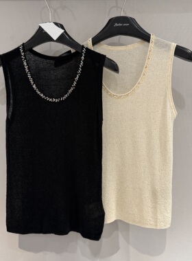 Xiu+春季2026新款鸡心领钉钻百搭显瘦款黑色修身无袖背心女89266