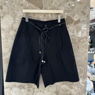 黑色五分裤 编织腰带显瘦百搭休闲显瘦款 G6067 新款 欧洲站2026春季