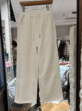 欧洲站2025冬季新款松紧高腰抽绳纯色简约百搭加厚休闲裤女70122