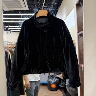 可可家欧货2026冬款半高领纽扣百搭通勤保暖款女士黑色羽绒服外套