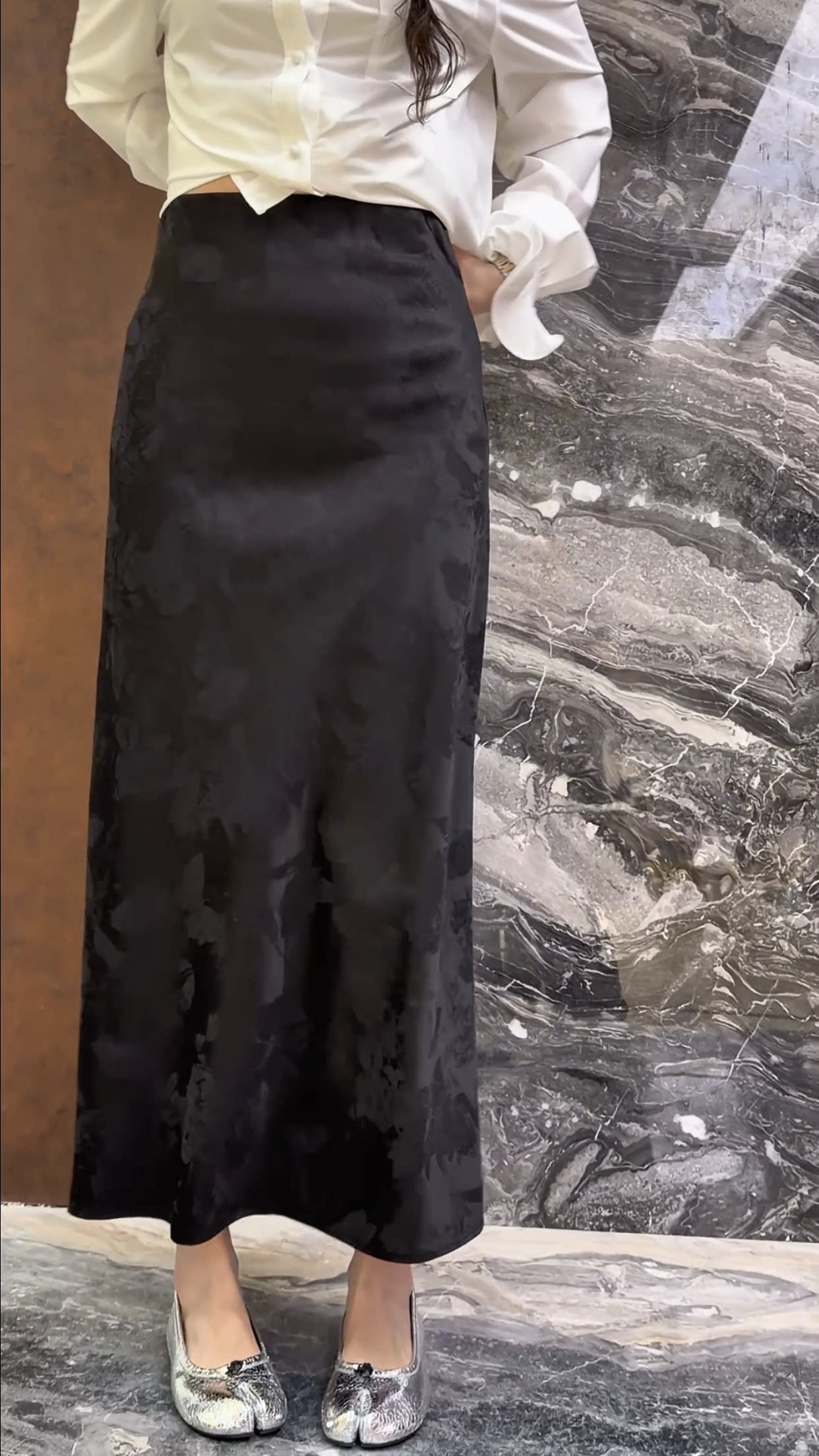 欧洲站2026春季新款新中式国风提花醋酸半身裙女气质高级感直筒裙