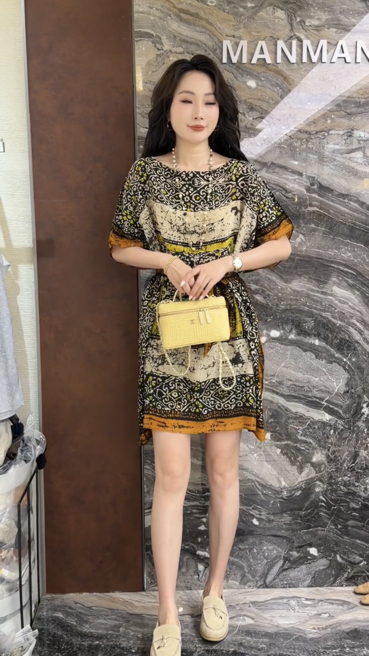 欧洲站2026夏季新款欧货蝙蝠袖方块重工提花气质女士连衣裙潮9860