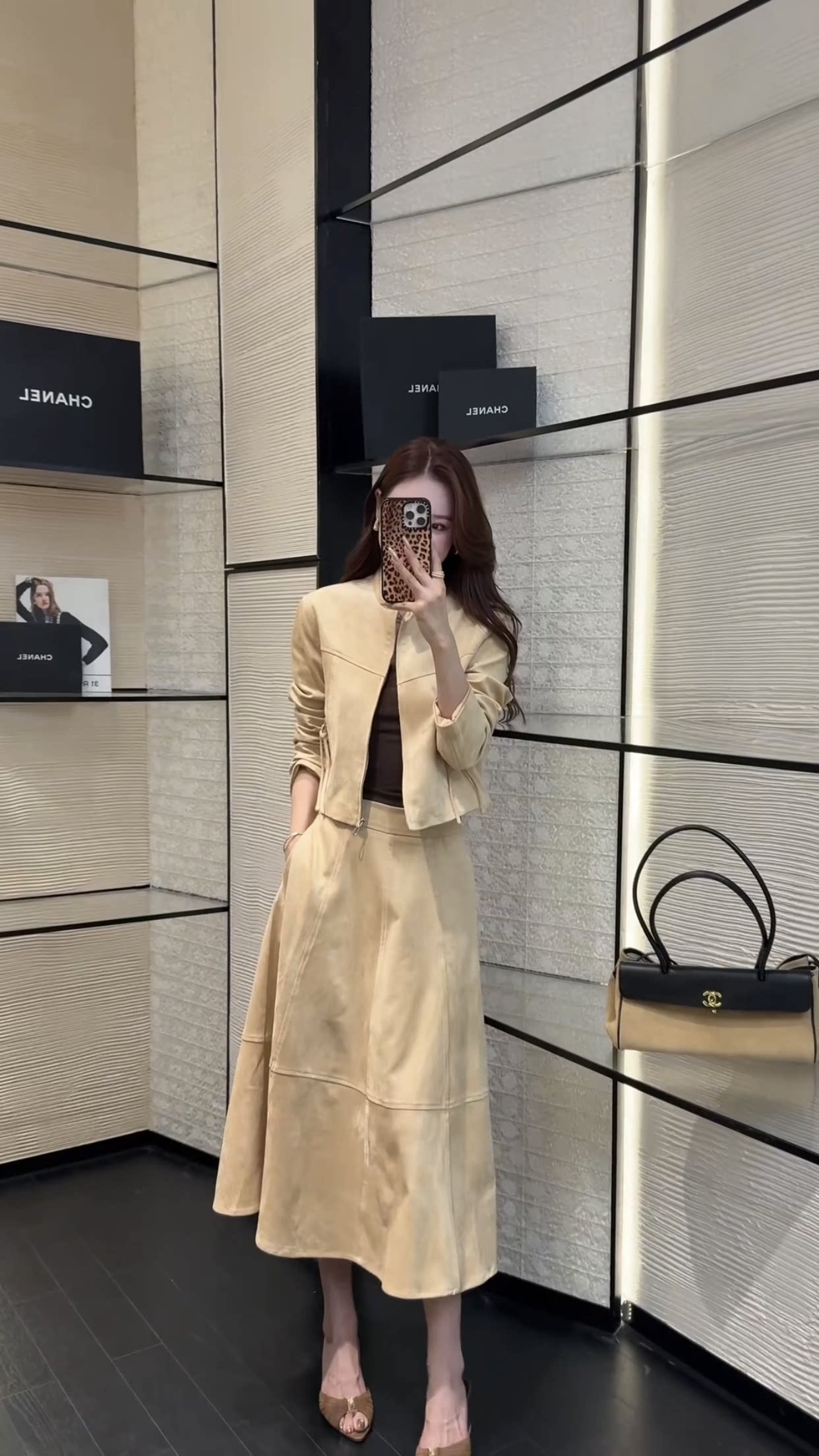 欧洲站2026秋季新轻熟风立领百搭时尚外套+中长款半身裙两件套女