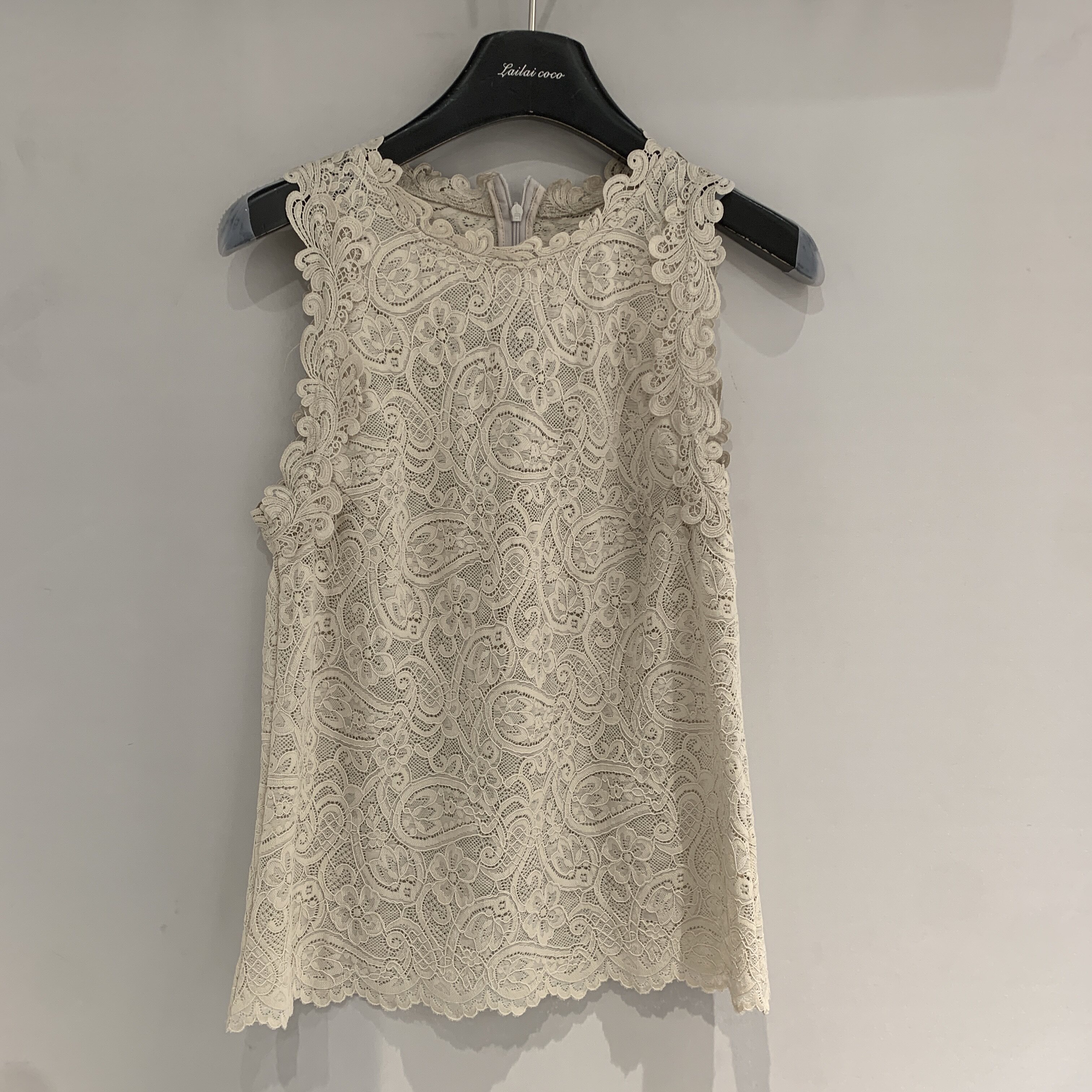 欧洲站2025春季新款花边领镂空钩花时尚单穿内搭款蕾丝背心591223