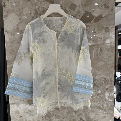 DQ.one夏季2026新款时尚新中式国风刺绣百搭好看桑蚕丝外套女9550