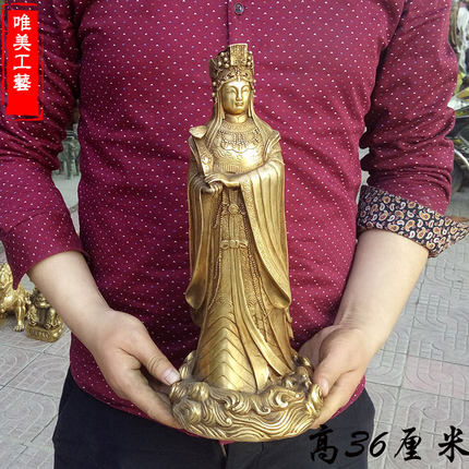 唯美精品纯铜大号妈祖摆件神像天后圣母海神妈祖铜像摆件