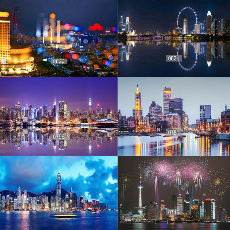 3D仿真立体效果时尚城市夜景主播直播背景布yy抖音仿真直播背景墙
