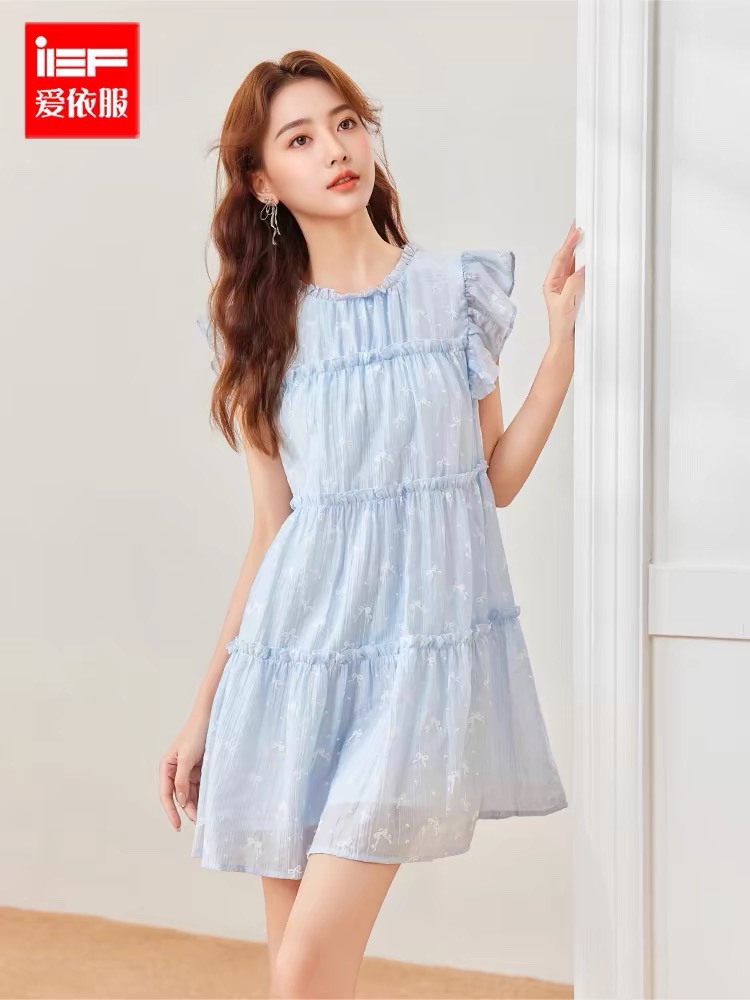 IEF爱依服2025夏季新款韩版甜美减龄少女风飞飞袖设计背心裙41598