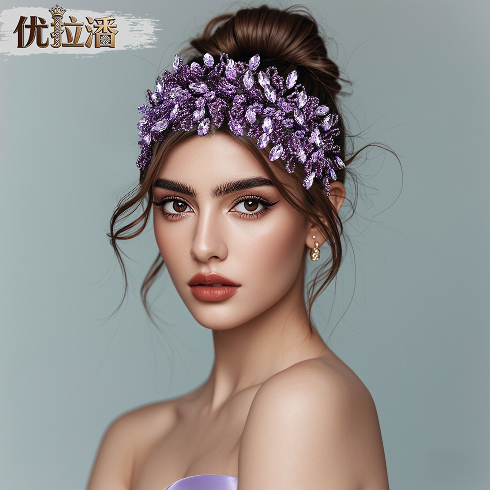 优拉潘手工水晶新娘发箍图片