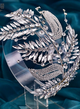 优拉潘 欧美新娘头饰水钻闪亮可弯曲头箍拍照写侧边造型发饰HP460