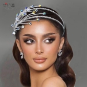 优拉潘 水钻彩钻发箍超闪发饰舞蹈头饰民族舞演出配饰发夹HP629