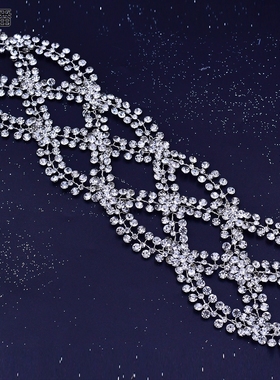 优拉潘 新娘婚纱晚礼服腰饰连衣裙毛衣腰封水钻交叉奢华腰带SH243