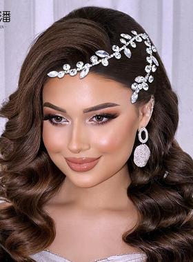 优拉潘 轻奢风新娘伴娘盘头发饰简约水钻发卡写真拍照配饰品HP817