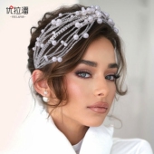 优拉潘 美丽奢华高级感新娘发箍珍珠水钻码 链头饰仙美婚饰HP658