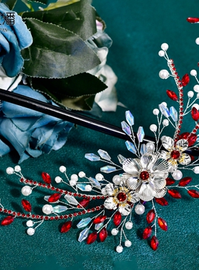 优拉潘 HP934精致新娘发箍侧边头饰水晶闪钻女头花后脑勺盘发配饰