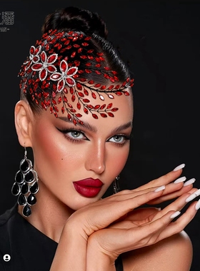 优拉潘 欧美风新娘结婚头饰水钻花朵纯手工发箍舞蹈表演发饰HP852