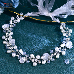 优拉潘 优雅时尚新娘伴娘晚礼服发饰珍珠水晶小贝壳发带头饰HP788