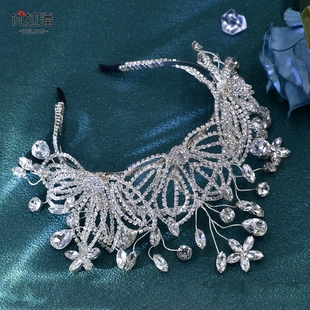 优拉潘 手工制作水钻皇冠头饰舞台夸张发箍新娘结婚压发饰品HP698