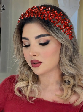 优拉潘 HP608欧美新娘头饰宽版发箍手工串珠水钻发饰舞蹈表演发饰