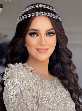 优拉潘 新品欧美新娘头饰银色双股水钻发箍简约婚纱摄影发饰HP403