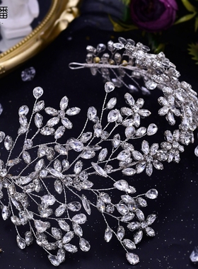 优拉潘 原创设计新娘婚纱头饰简约发箍压发手工镶钻水钻发饰HP414