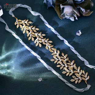 优拉潘 SH353合金叶子百搭腰带新娘伴娘晚礼服连衣裙束腰派对配饰