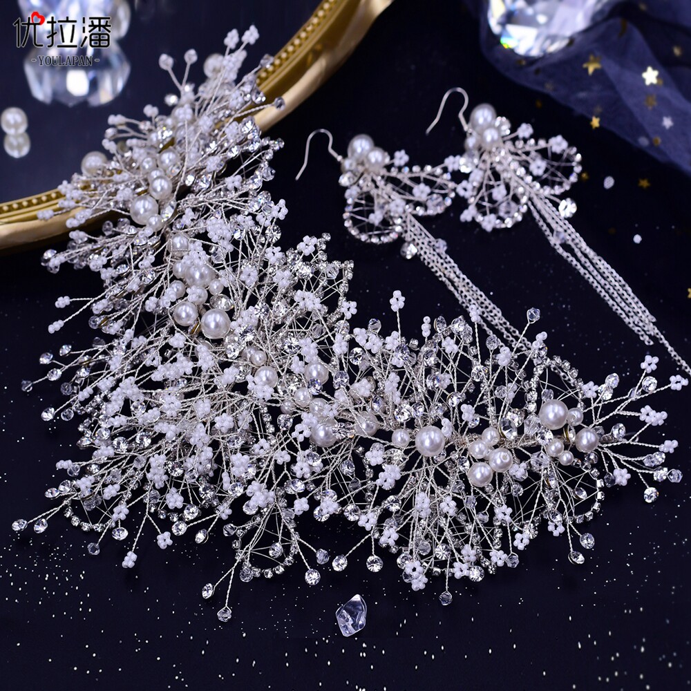 优拉潘 HP245新娘珍珠皇冠发箍高贵奢华重手工镶钻发饰欧美头饰