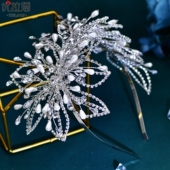 优拉潘 发箍修饰脸型气质发卡复古压发水钻发箍轻奢宽边舞台HP614