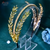 新娘压发发箍新款 优拉潘 HP528时尚 手工水钻金色头饰舞台表演配饰
