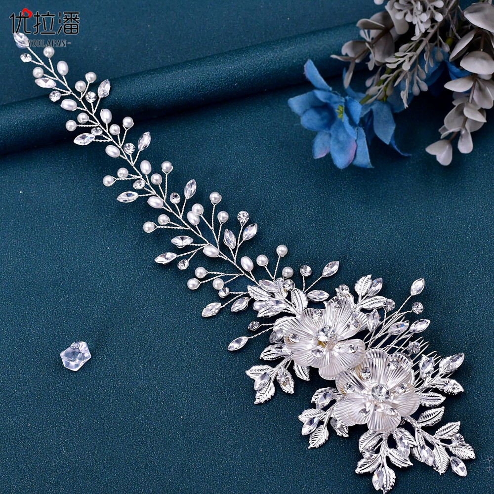 优拉潘 拍照造型头饰浪漫法式新娘发夹合金水晶发梳造型配饰hp511